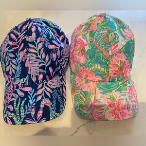 Lilly Pulitzer run purple pink tropical floral hats lot EUC